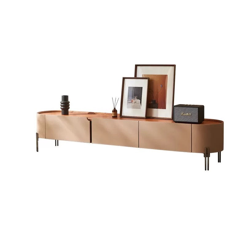 LUXEM Modern Saddle Leather TV Console