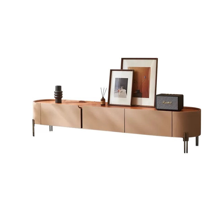 LUXEM Modern Saddle Leather TV Console