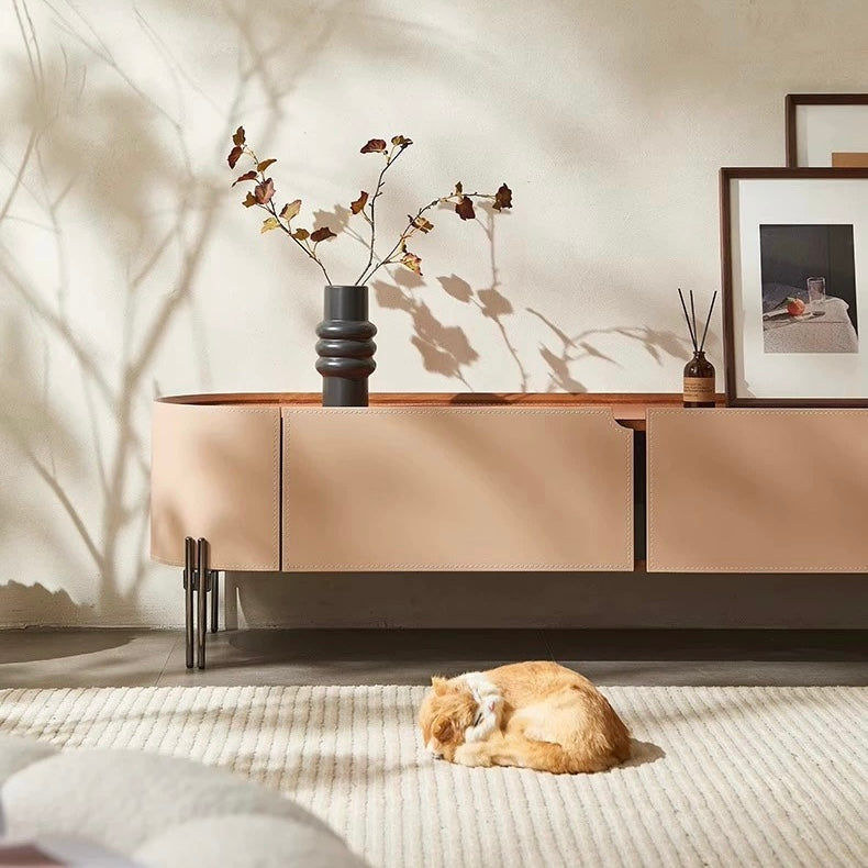LUXEM Modern Saddle Leather TV Console