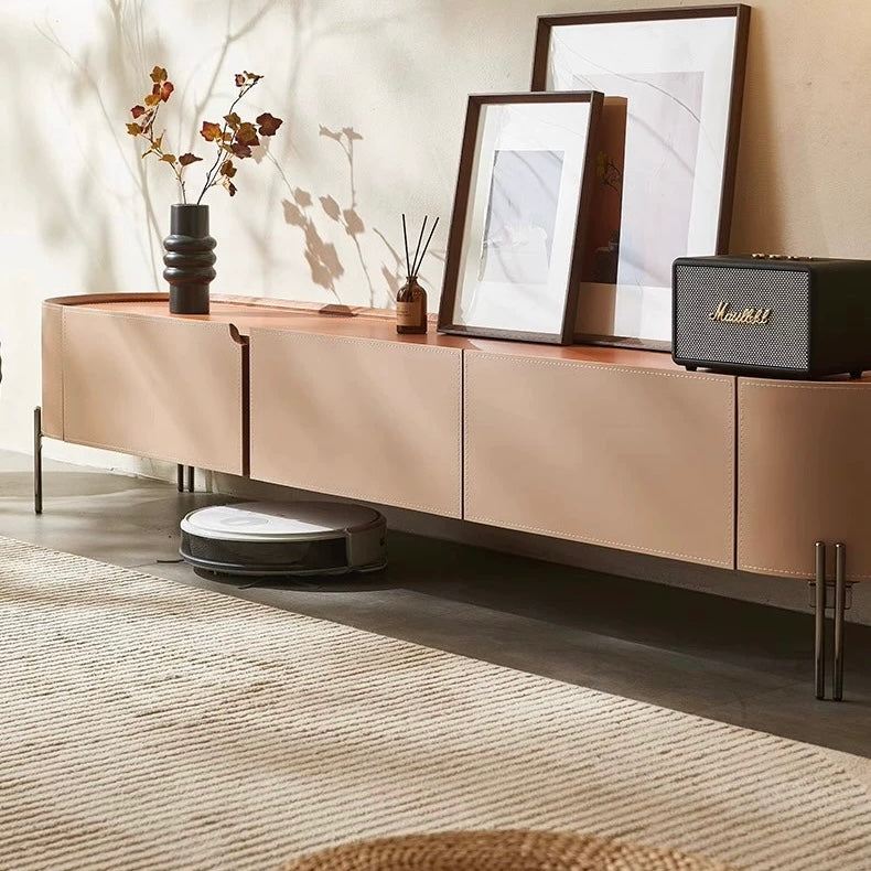 LUXEM Modern Saddle Leather TV Console