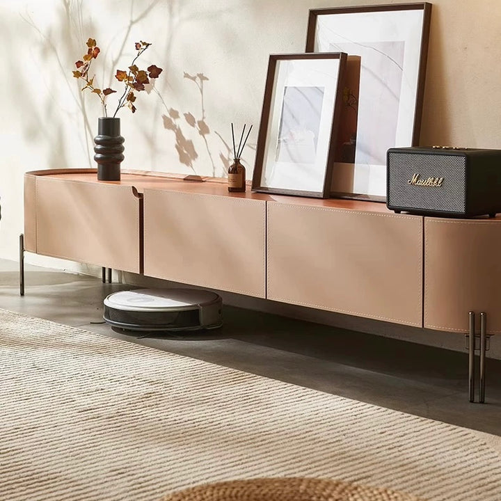LUXEM Modern Saddle Leather TV Console