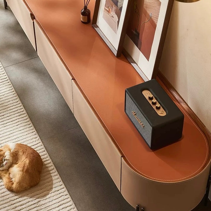 LUXEM Modern Saddle Leather TV Console