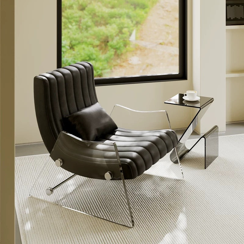 ACRYLA Modern Leather Lounge Chair