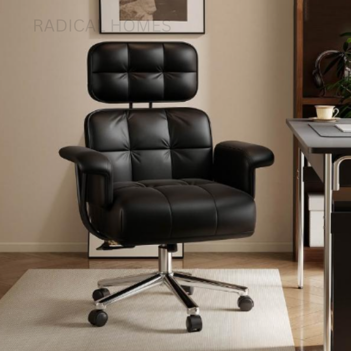 LANCE Modern Genuine Leather Office Chair - Radical Homes Singapore