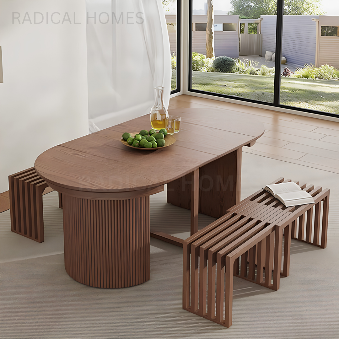 AIRA Modern Solid Wood Extendable Dining Table