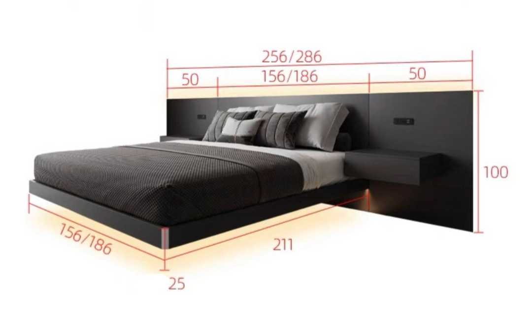 KALVIN Luxurious Floating LED Bedframe - Radical Homes Singapore