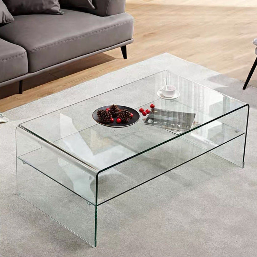 GARNER Minimalist Glass Coffee Table - Radical Homes Singapore