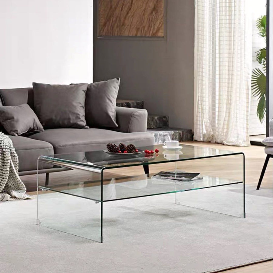 GARNER Minimalist Glass Coffee Table - Radical Homes Singapore