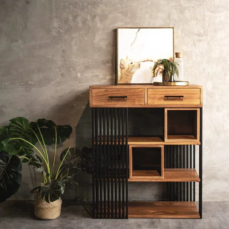 ADELE Industrial Solid Wood Display Shelf
