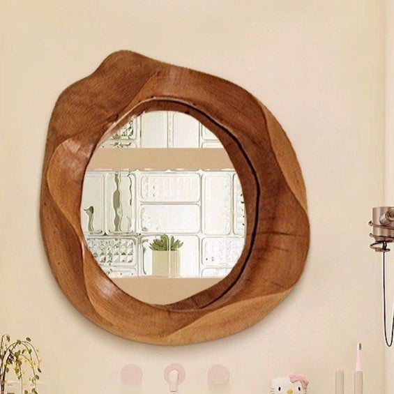 AESPA Irregular Walnut Wall Mirror