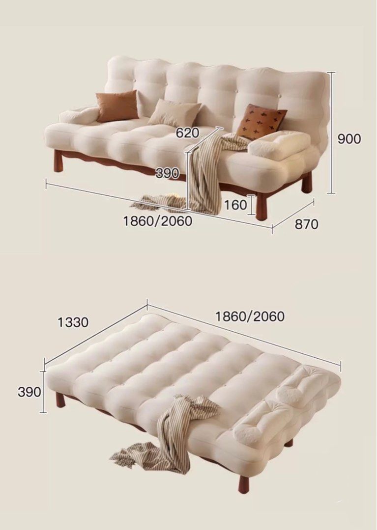 NOZUMI Japandi Fabric Sofa Bed