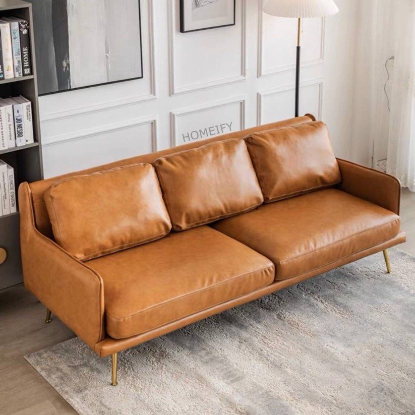 ORLAVIA Modern Leather Sofa