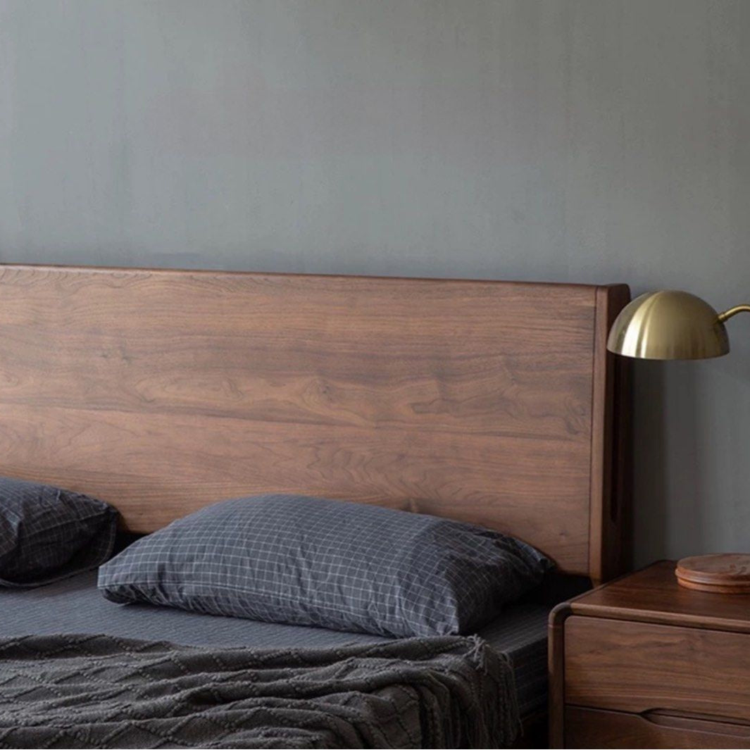 ASSON Solid Walnut Wood Storage LED Bedframe