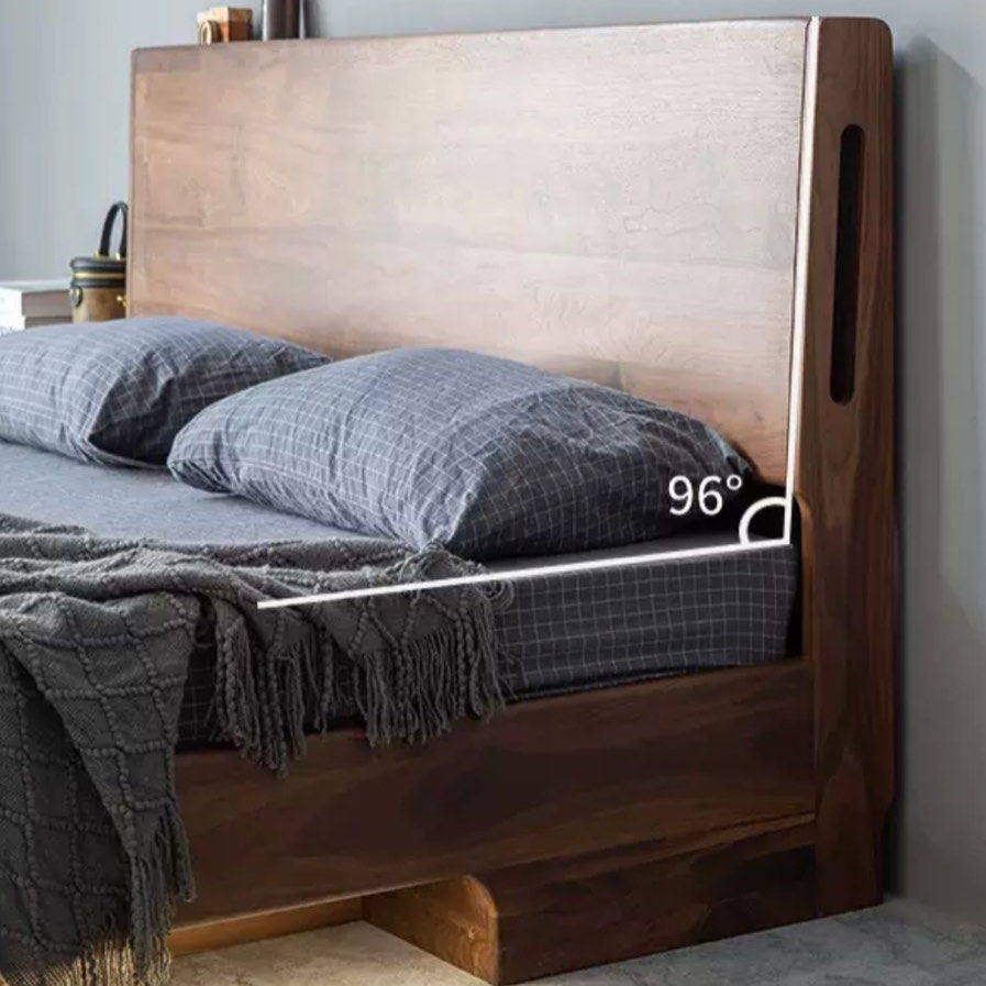 ASSON Solid Walnut Wood Storage LED Bedframe