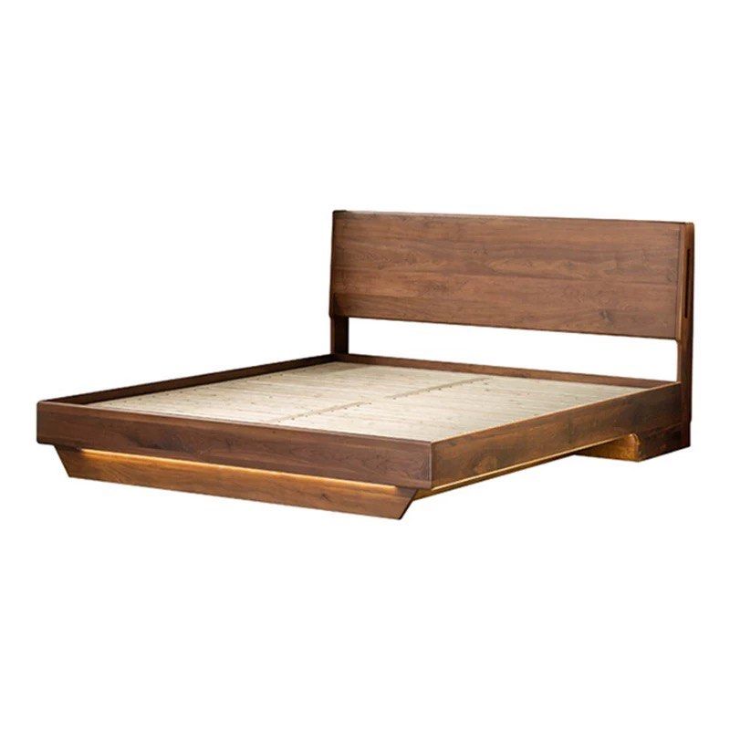 ASSON Solid Walnut Wood Storage LED Bedframe