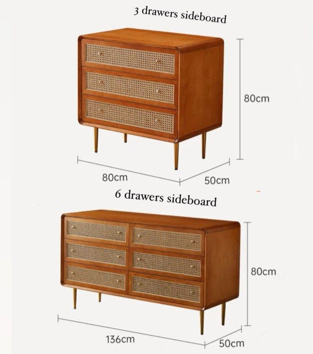 HESSINGTON Modern Rustic Rattan Sideboard