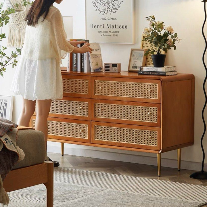 HESSINGTON Modern Rustic Rattan Sideboard