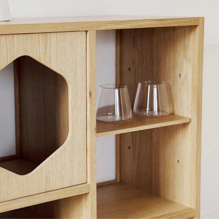 MERIOP Scandinavian Solid Wood Display Cabinet