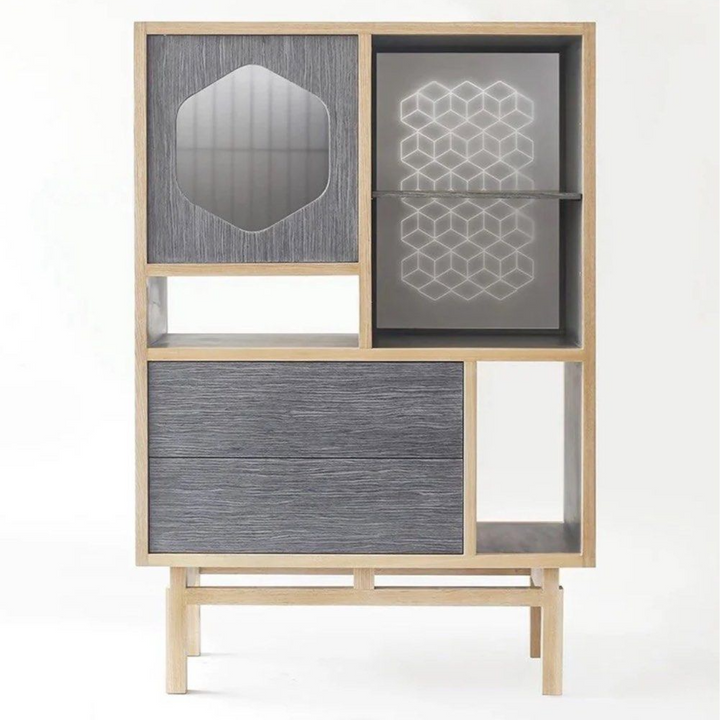 MERIOP Scandinavian Solid Wood Display Cabinet