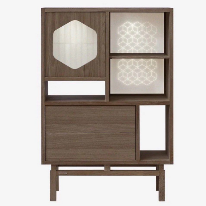 MERIOP Scandinavian Solid Wood Display Cabinet