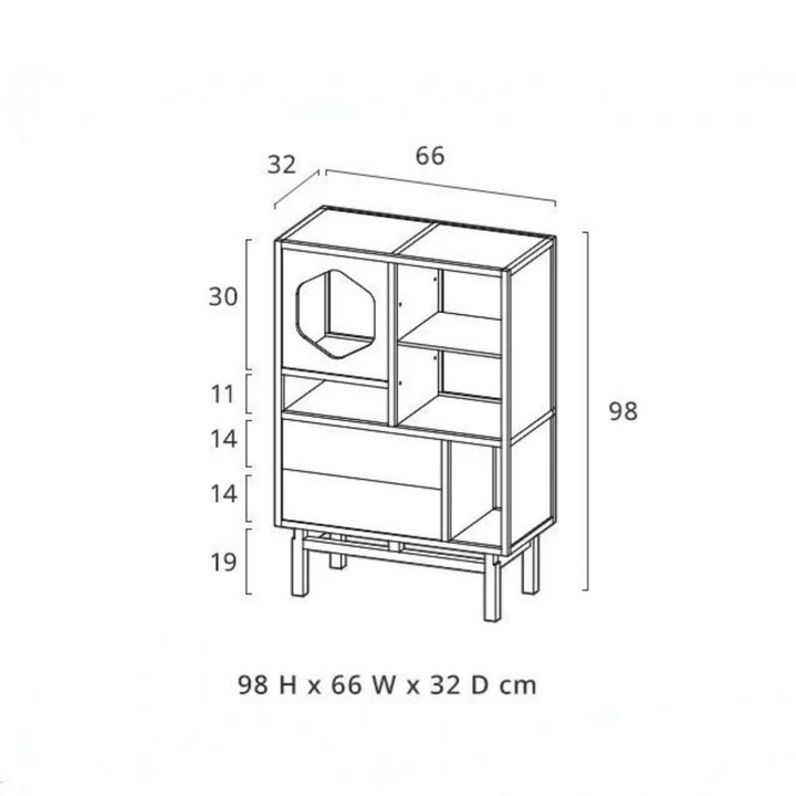 MERIOP Scandinavian Solid Wood Display Cabinet