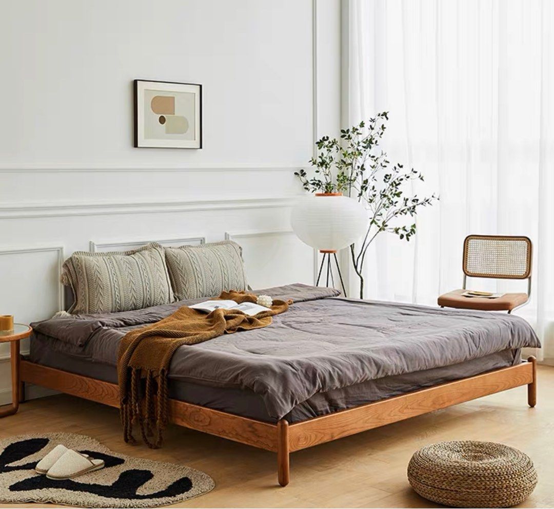 AZEIS Modern Walnut Bed Frame