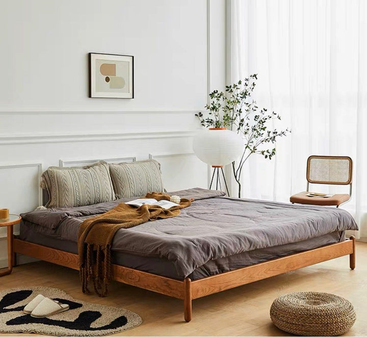 AZEIS Modern Walnut Bed Frame