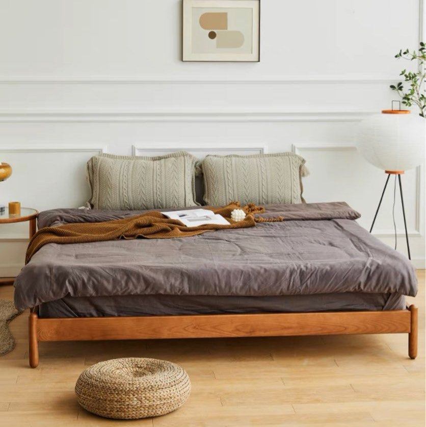 AZEIS Modern Walnut Bed Frame