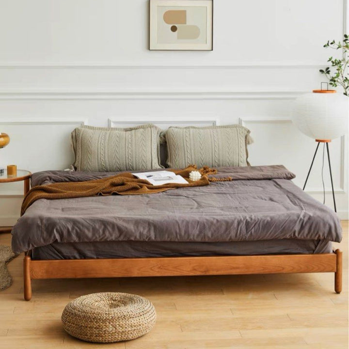 AZEIS Modern Walnut Bed Frame