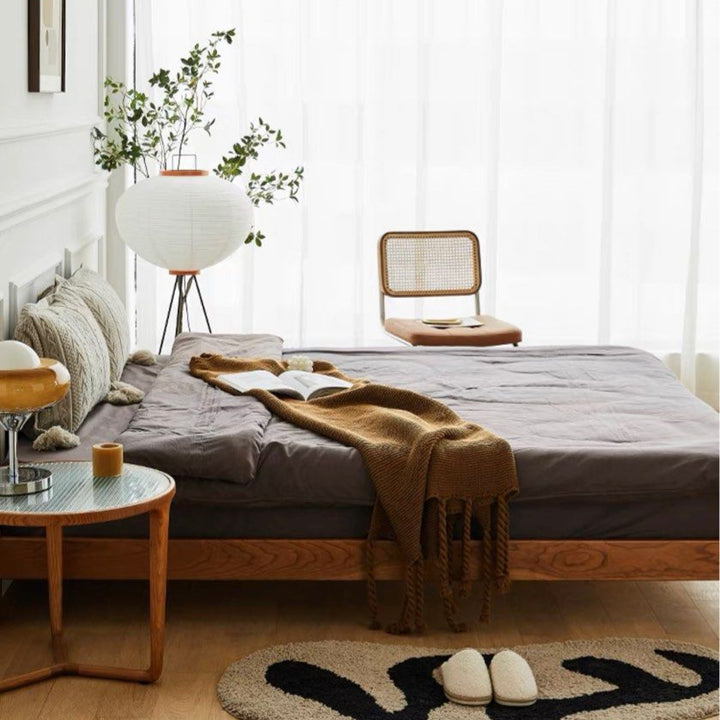 AZEIS Modern Walnut Bed Frame