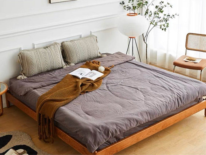 AZEIS Modern Walnut Bed Frame