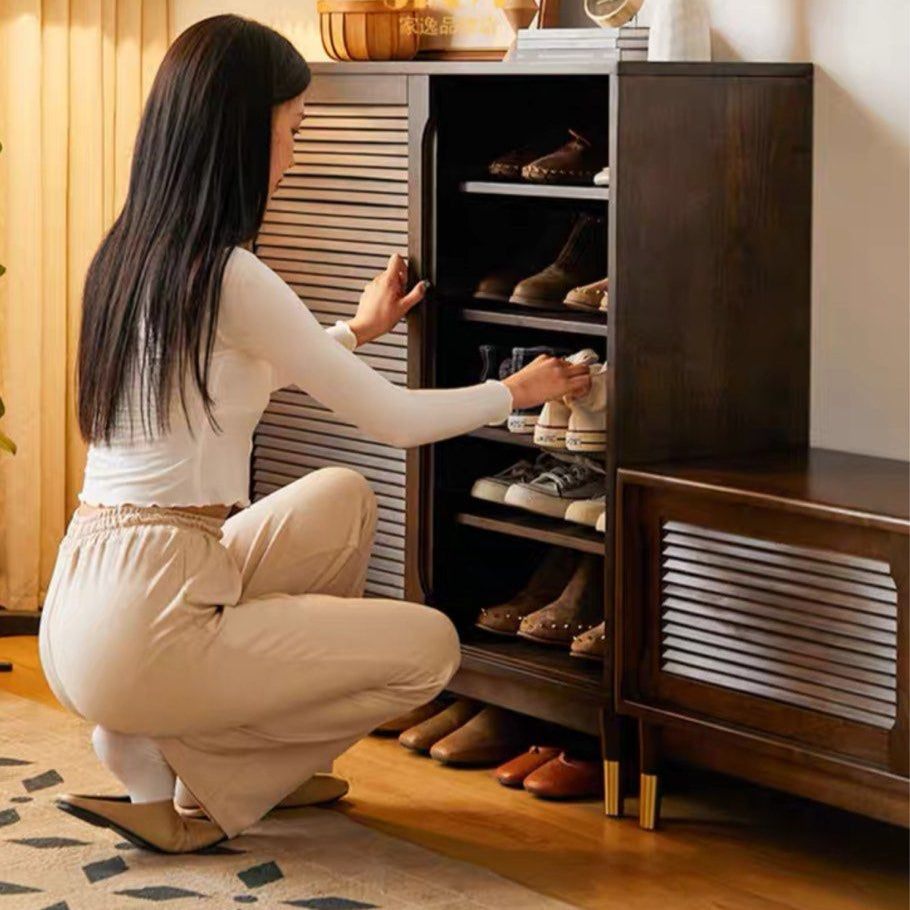 BAKAR Rustic Solid Wood Shoe Cabinet