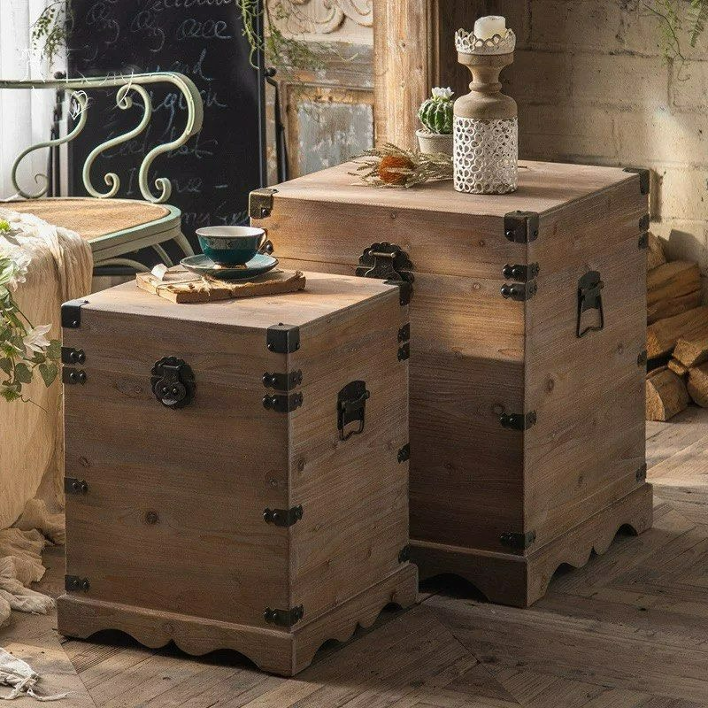 HARKONNEN Vintage Solid Wood Storage Side Table (Set of 2) - Radical Homes Singapore