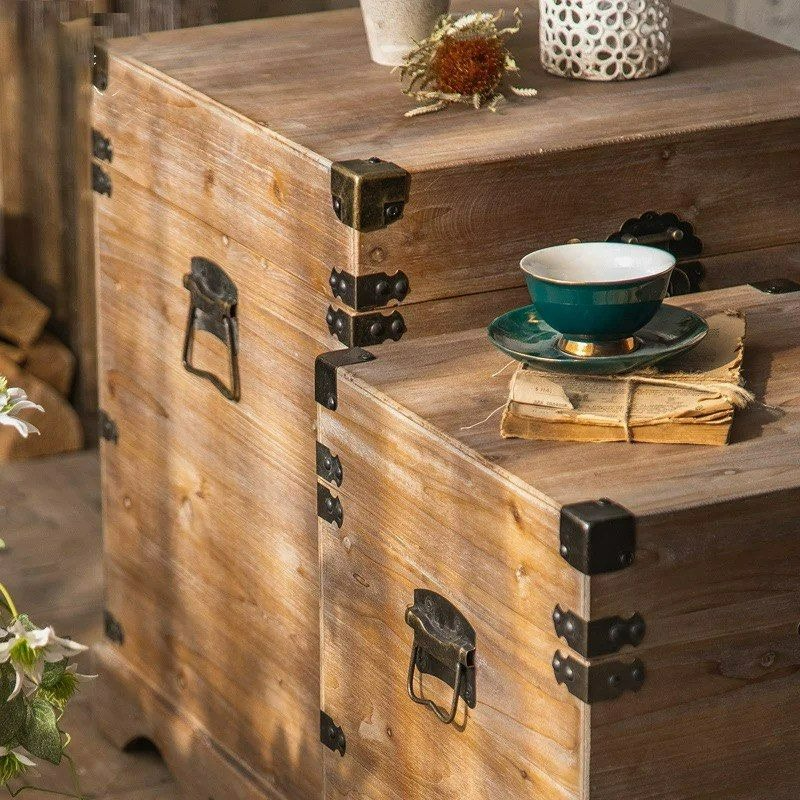 HARKONNEN Vintage Solid Wood Storage Side Table (Set of 2) - Radical Homes Singapore