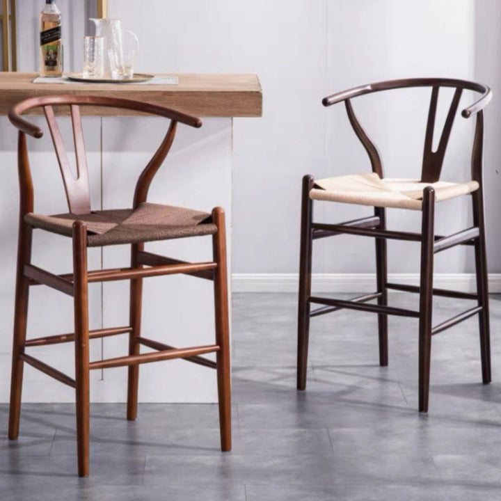EVERLY Rustic Wishbone Bar Stool