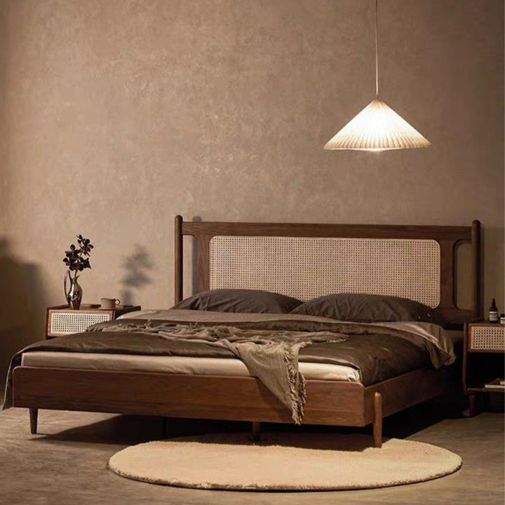 BOYKE Rustic Walnut Wood Bedframe