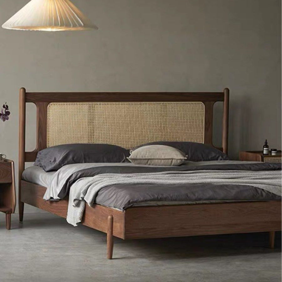 BOYKE Rustic Walnut Wood Bedframe