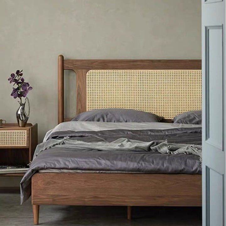 BOYKE Rustic Walnut Wood Bedframe