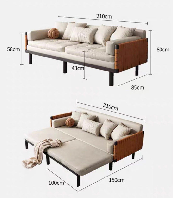VELARA Modern Leather Sofa Bed