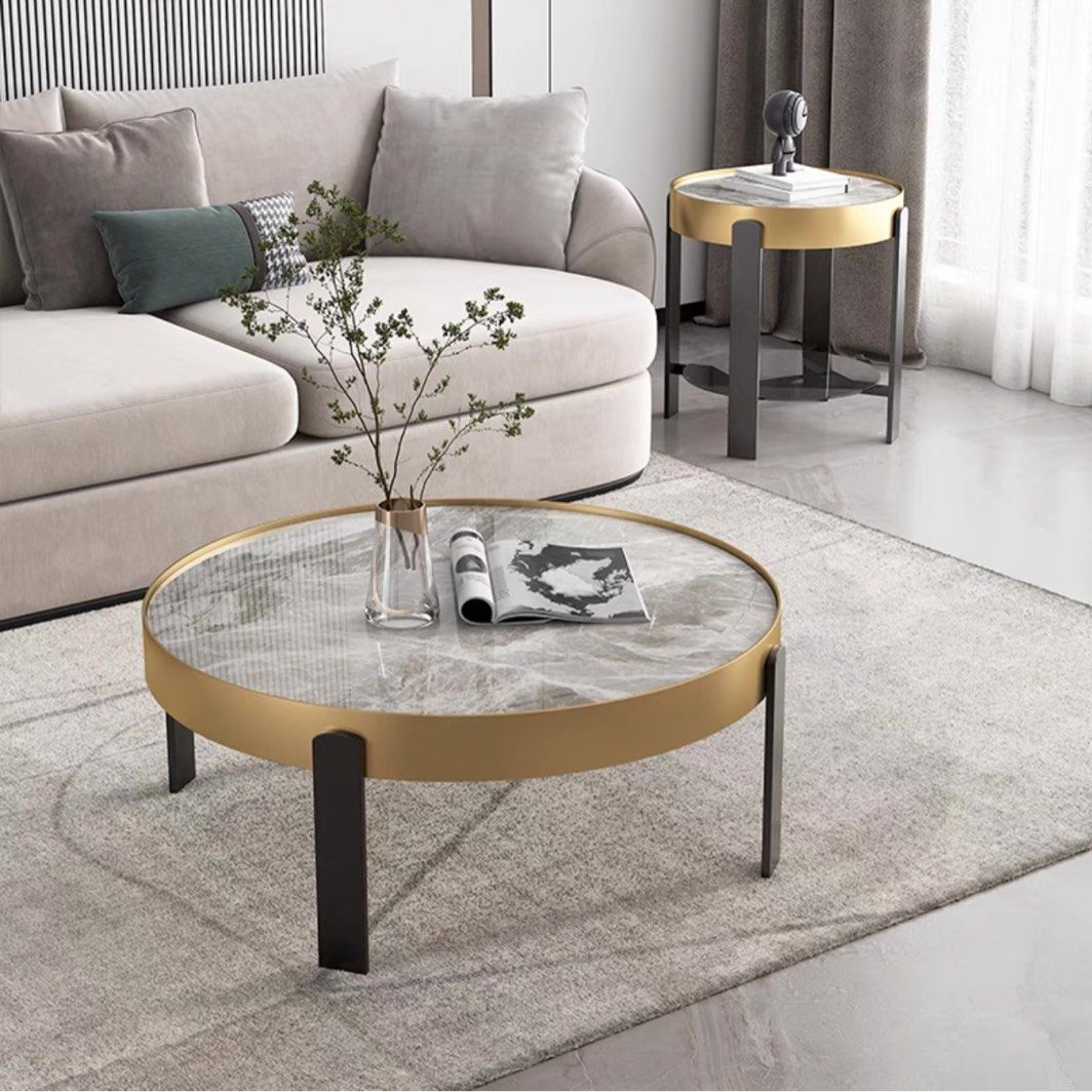 BERTO Modern Sintered Stone Round Coffee Table
