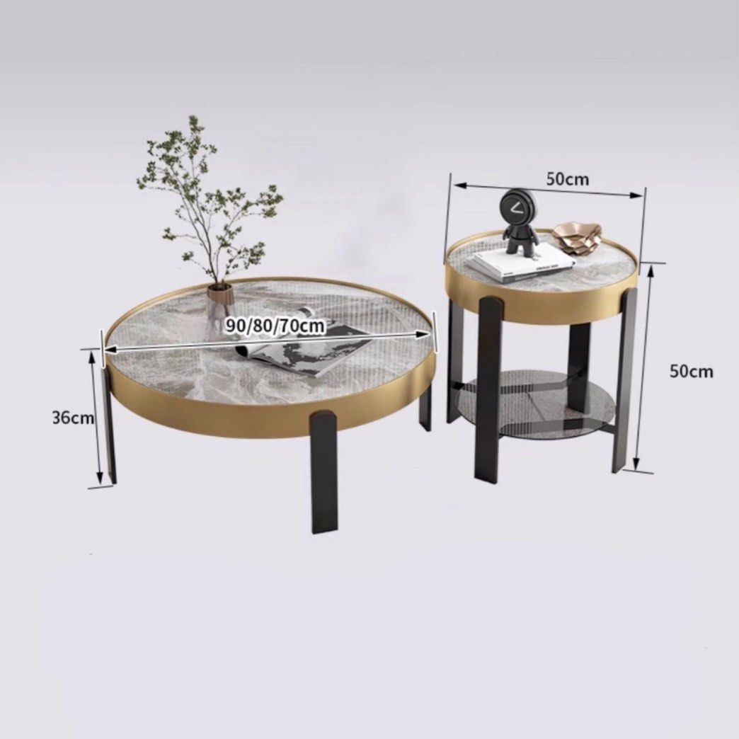 BERTO Modern Sintered Stone Round Coffee Table