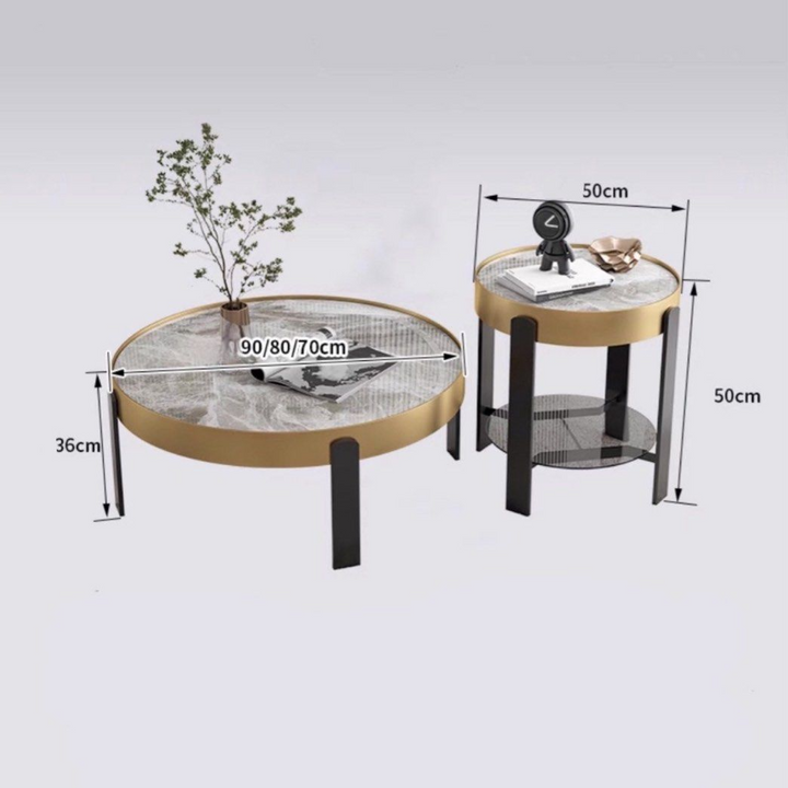 BERTO Modern Sintered Stone Round Coffee Table