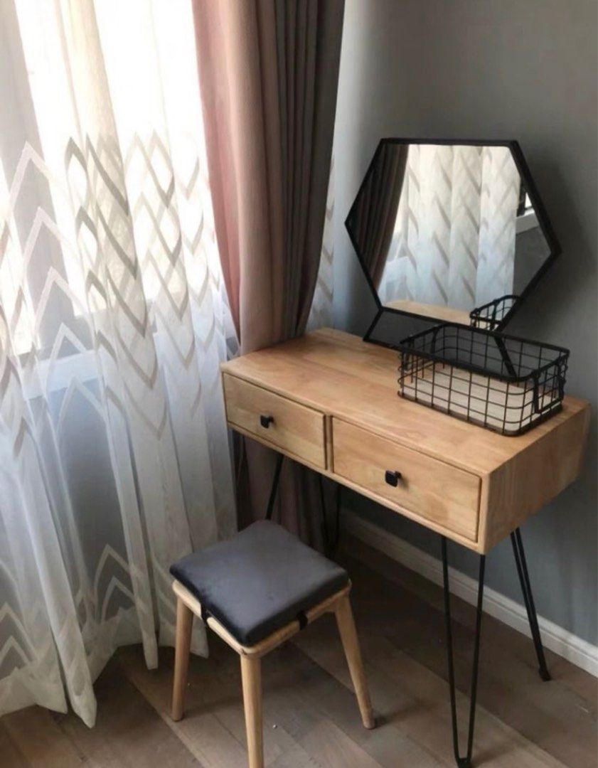 CAFUNE Vintage Solid Wood Vanity Table