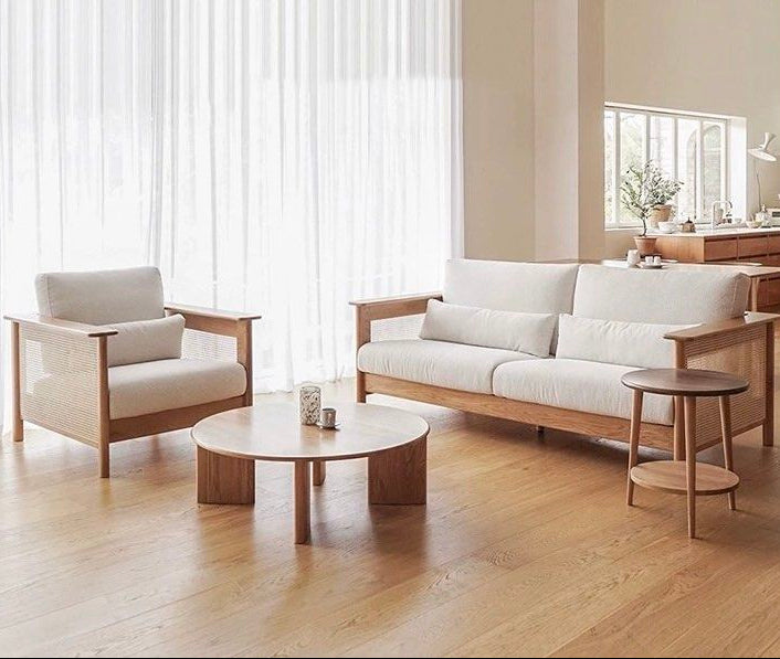 KOHANA Japandi Rattan Fabric Sofa