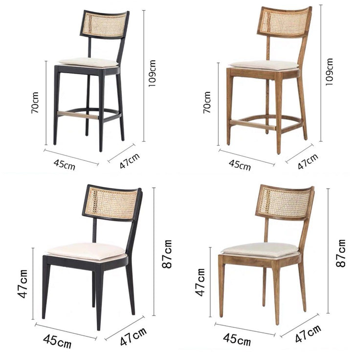 JAYTEN Rustic Solid Wood Bar Stool / Dining Chair