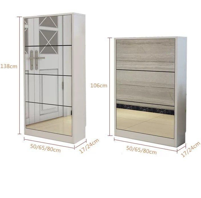 CLYNE Ultra Slim Mirror Shoe Cabinet