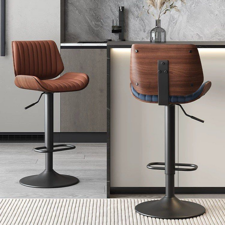 KIADEN Modern Leather Swivel Bar Stool