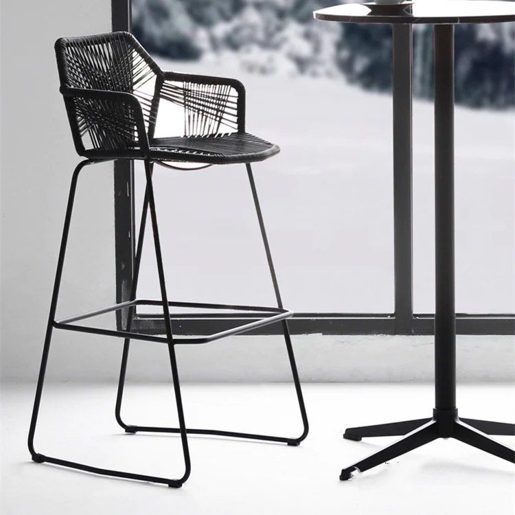 DALMER Plastic Rattan Bar Stool (set of 2)