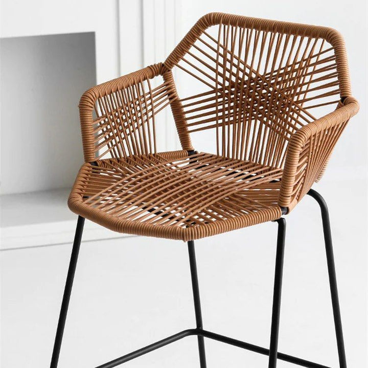 DALMER Plastic Rattan Bar Stool (set of 2)