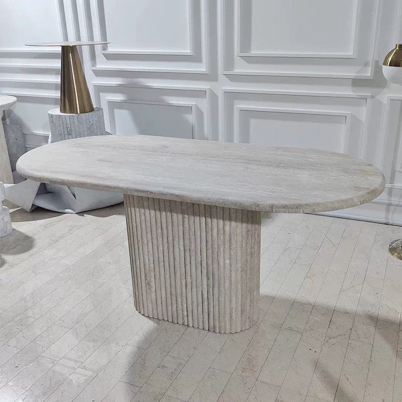 ALASTAIR Modern Travertine Dining Table